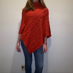 Orange Sweater Poncho